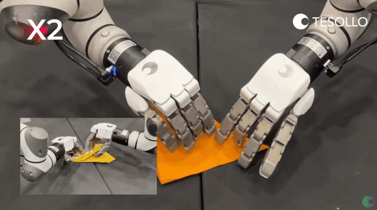 Origami with a humanoid robot hand via teleoperation